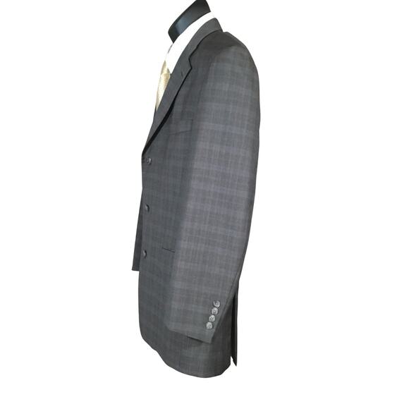 Tasso Elba Men’s Blazer 40R Brown Plaid – Reda Super 120s 100% Pure New Wool - Picture 2 of 16